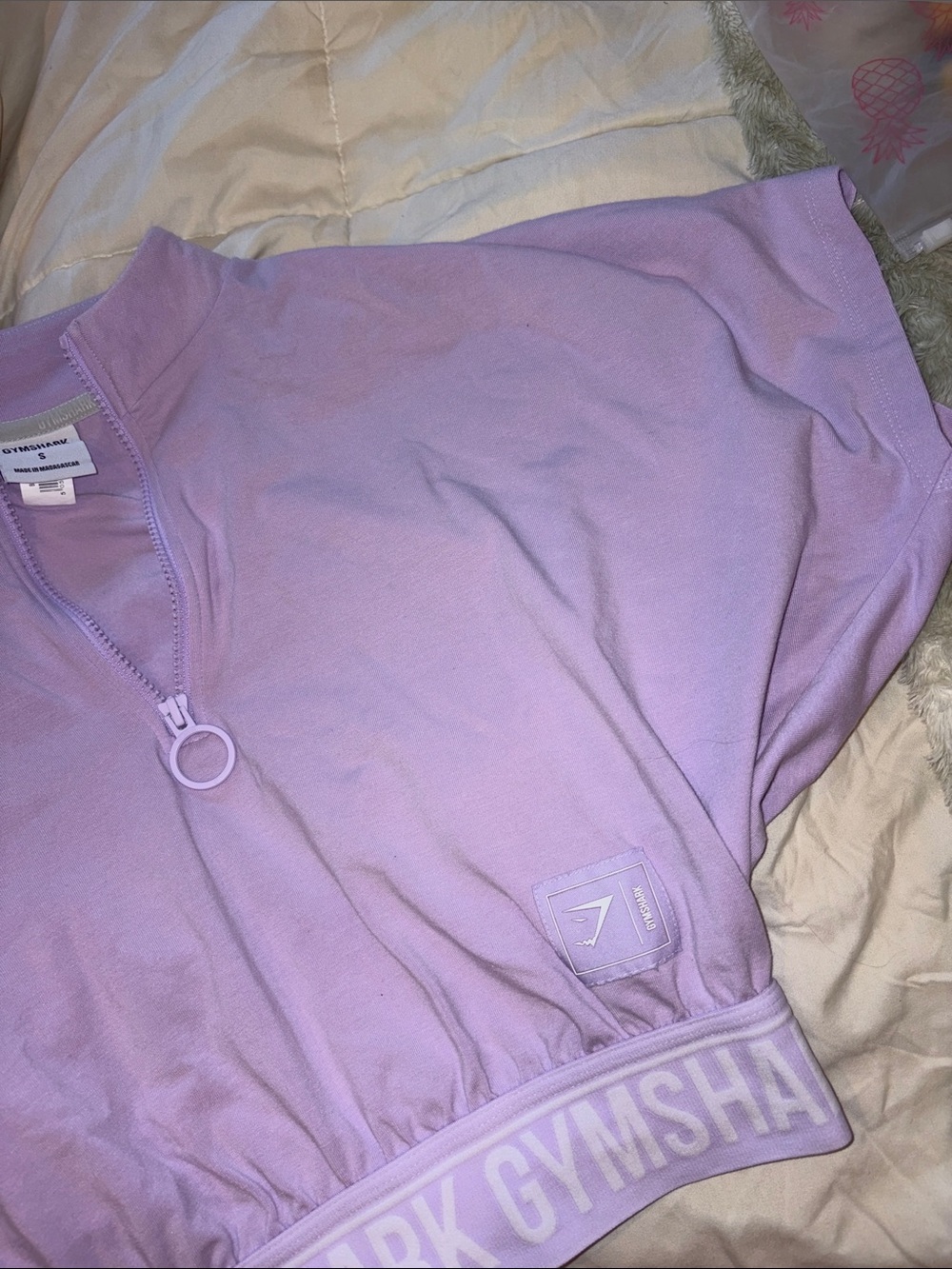 Gymshark Recess 1/2 Zip Tee sz SMALL light purple croptop fitness apparel cute - Picture 8 of 13